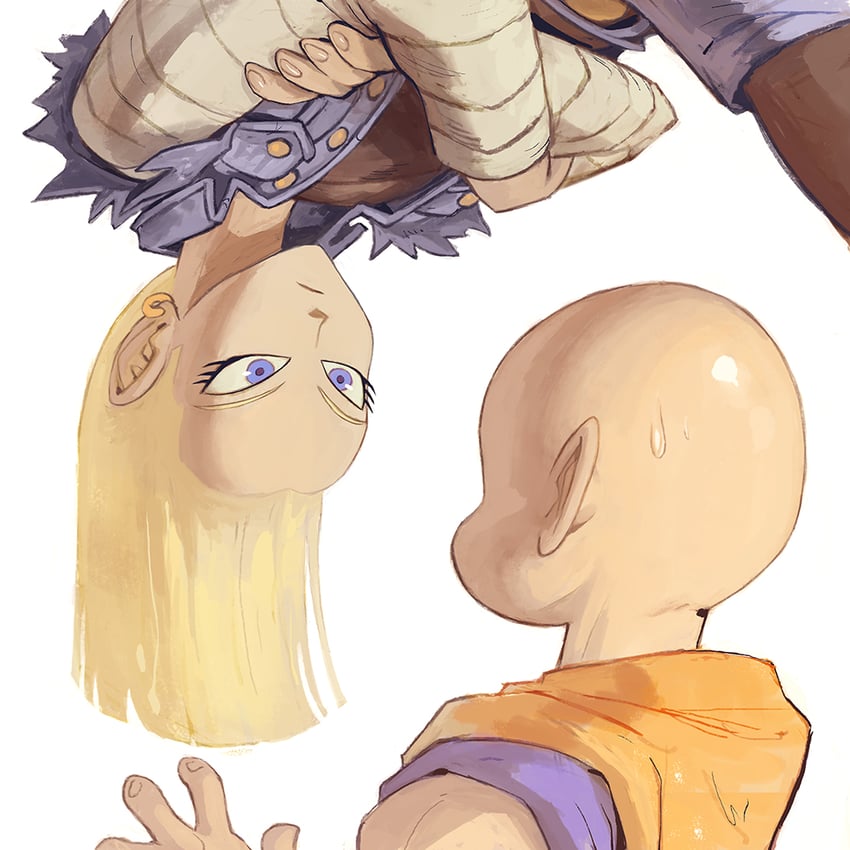 android 18 and kuririn (dragon ball and 1 more) drawn by garrett_hanna