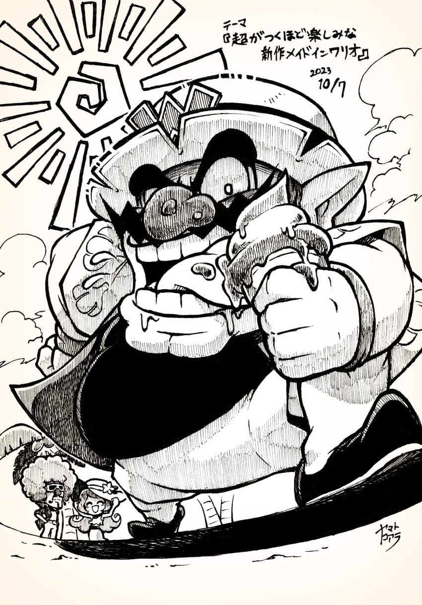 wario, mona, and jimmy t (warioware and 1 more) drawn by yamato_koara