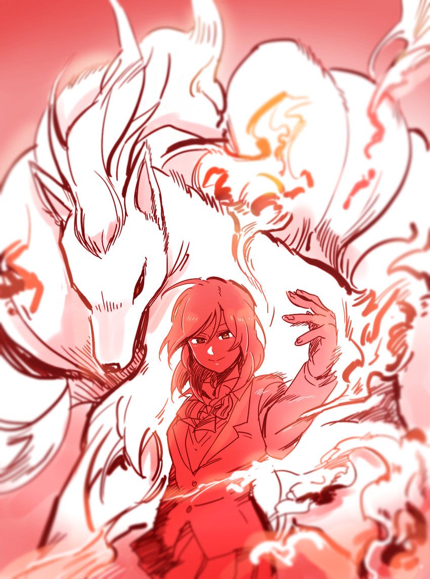 nishikino maki and ninetales (pokemon and 2 more) drawn by pito_(sh02327)