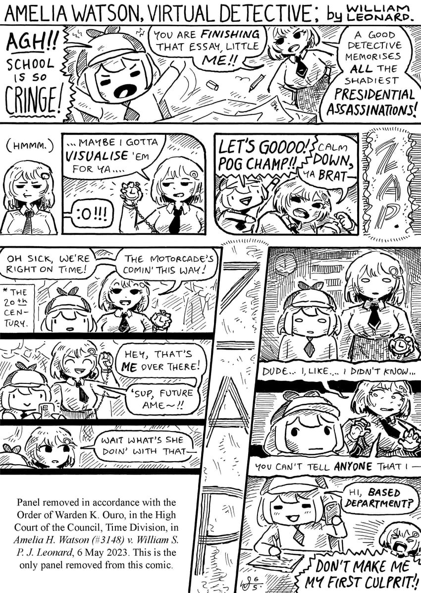 watson amelia and smol ame (hololive and 1 more) drawn by william_leonard