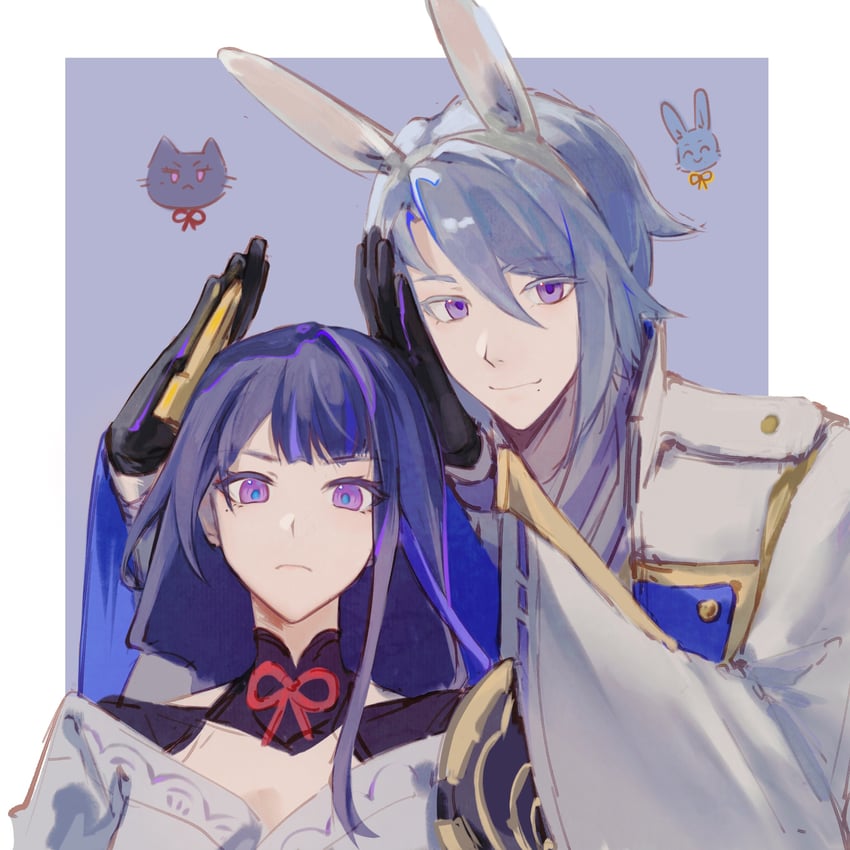 raiden shogun and kamisato ayato (genshin impact) drawn by zai_aoye_wo_shi_gou