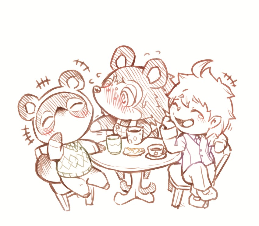 villager, tom nook, and sable able (animal crossing) drawn by tamanosuke