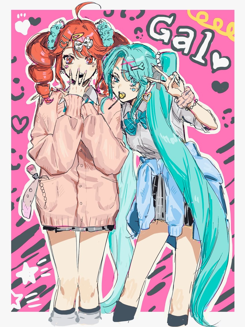 hatsune miku and kasane teto (vocaloid and 1 more) drawn by iwashi_(wawaisi_iwasi)