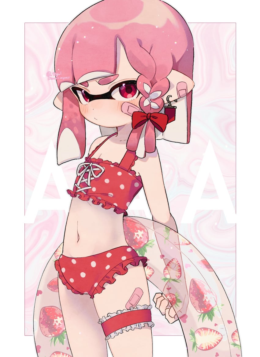 inkling player character and inkling girl (splatoon and 1 more) drawn by sabata_saba