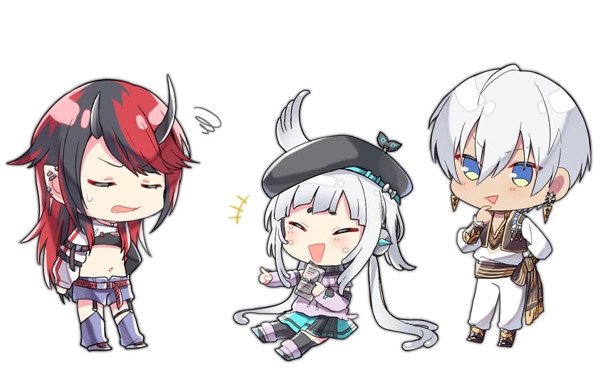 ryugasaki rene, and uge, and ibrahim (nijisanji and 3 more) drawn by toy_20