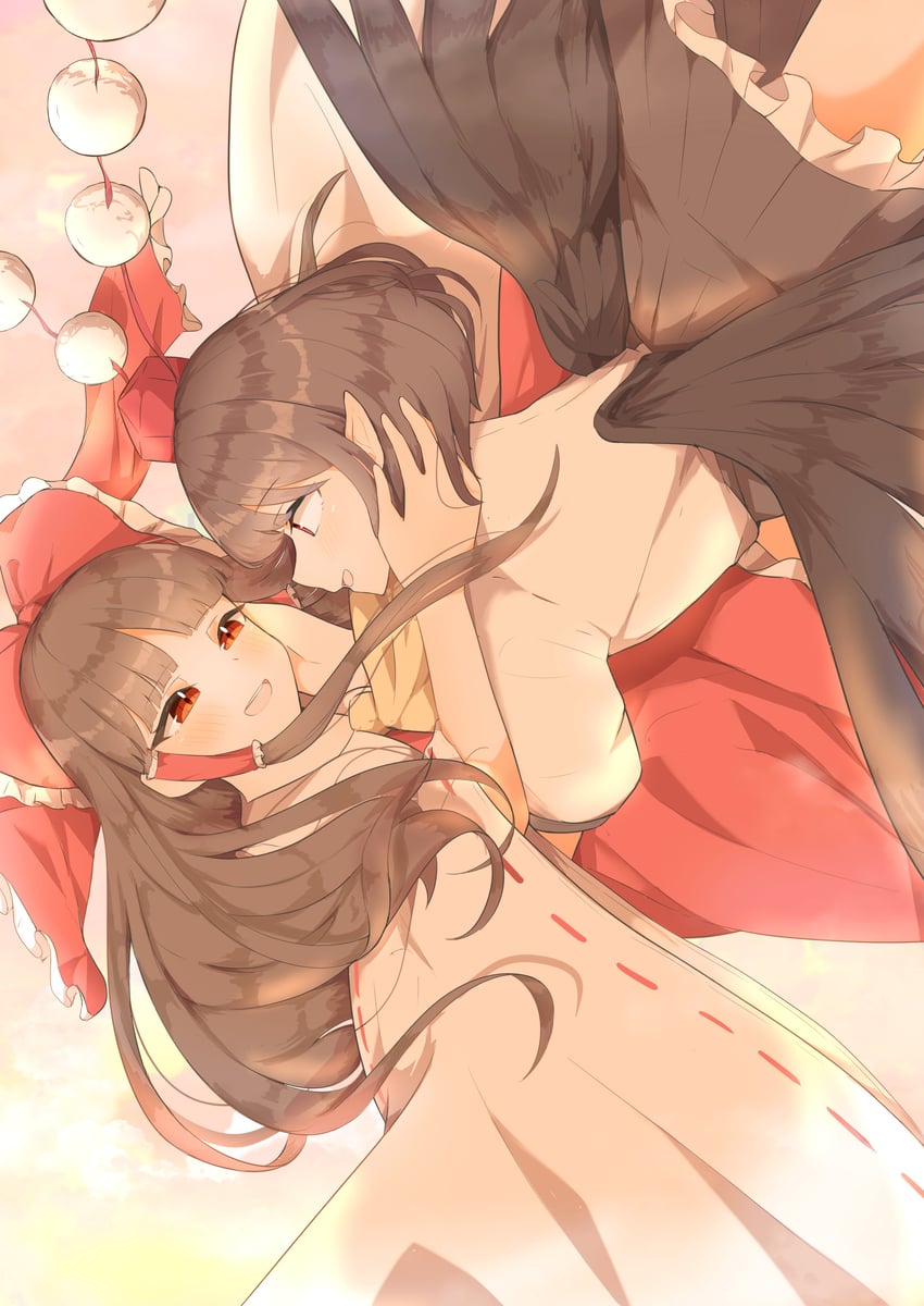 hakurei reimu and shameimaru aya (touhou) drawn by seele_(chanseele0128)