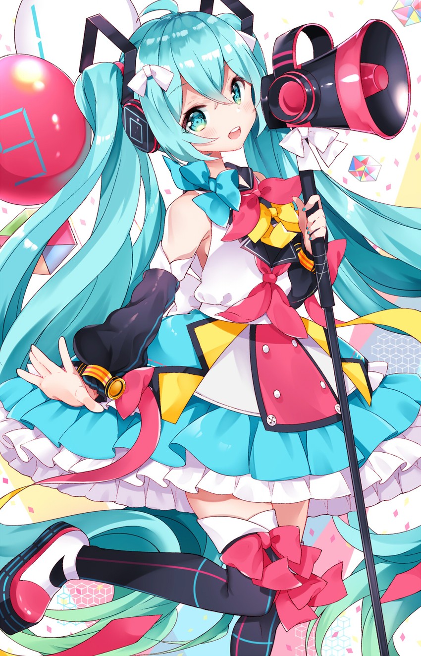 hatsune miku and magical mirai miku (vocaloid and 1 more) drawn by yuni_(irohasuiroiro)