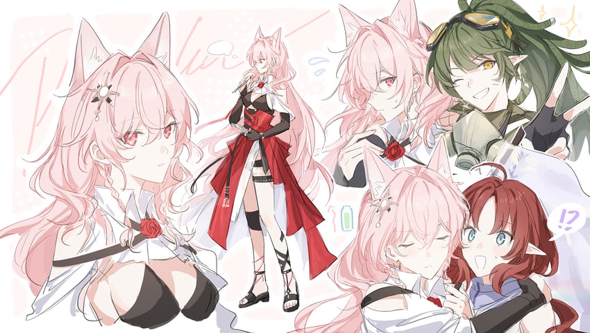 myrtle, gavial, pozyomka, and gavial the invincible (arknights) drawn by rei_(926qz)