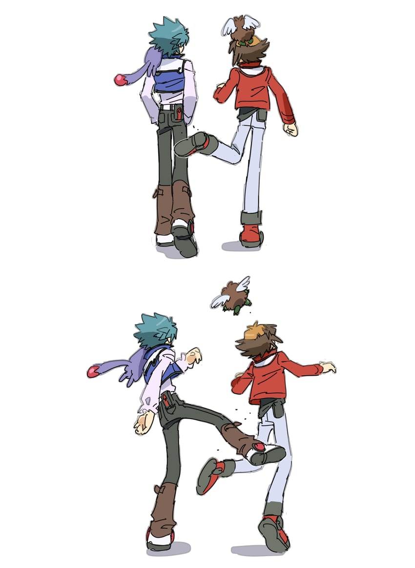 yuki judai, johan andersen, winged kuriboh, and crystal beast ruby carbuncle (yu-gi-oh! and 2 more) drawn by buib_(mekako_chan)