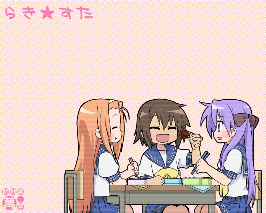 hiiragi kagami, kusakabe misao, and minegishi ayano (lucky star) drawn by nagian
