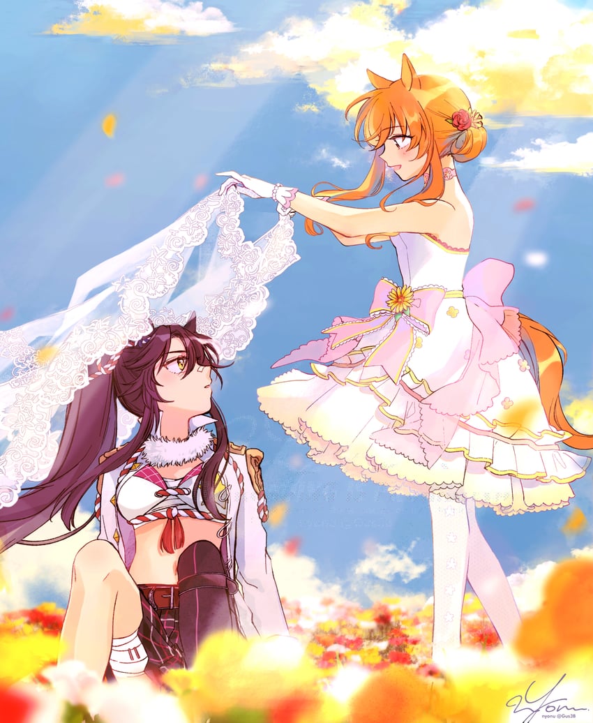 narita brian and mayano top gun (umamusume) drawn by yonu_(yonurime)