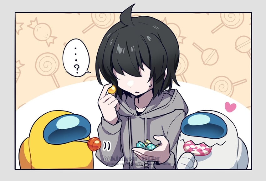 crewmate, yellow, white, impostor, and they (original and 1 more) drawn by kiman