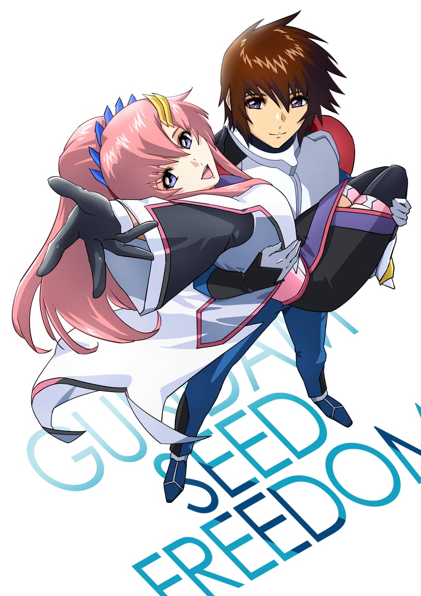 lacus clyne and kira yamato (gundam and 2 more) drawn by takatoshi
