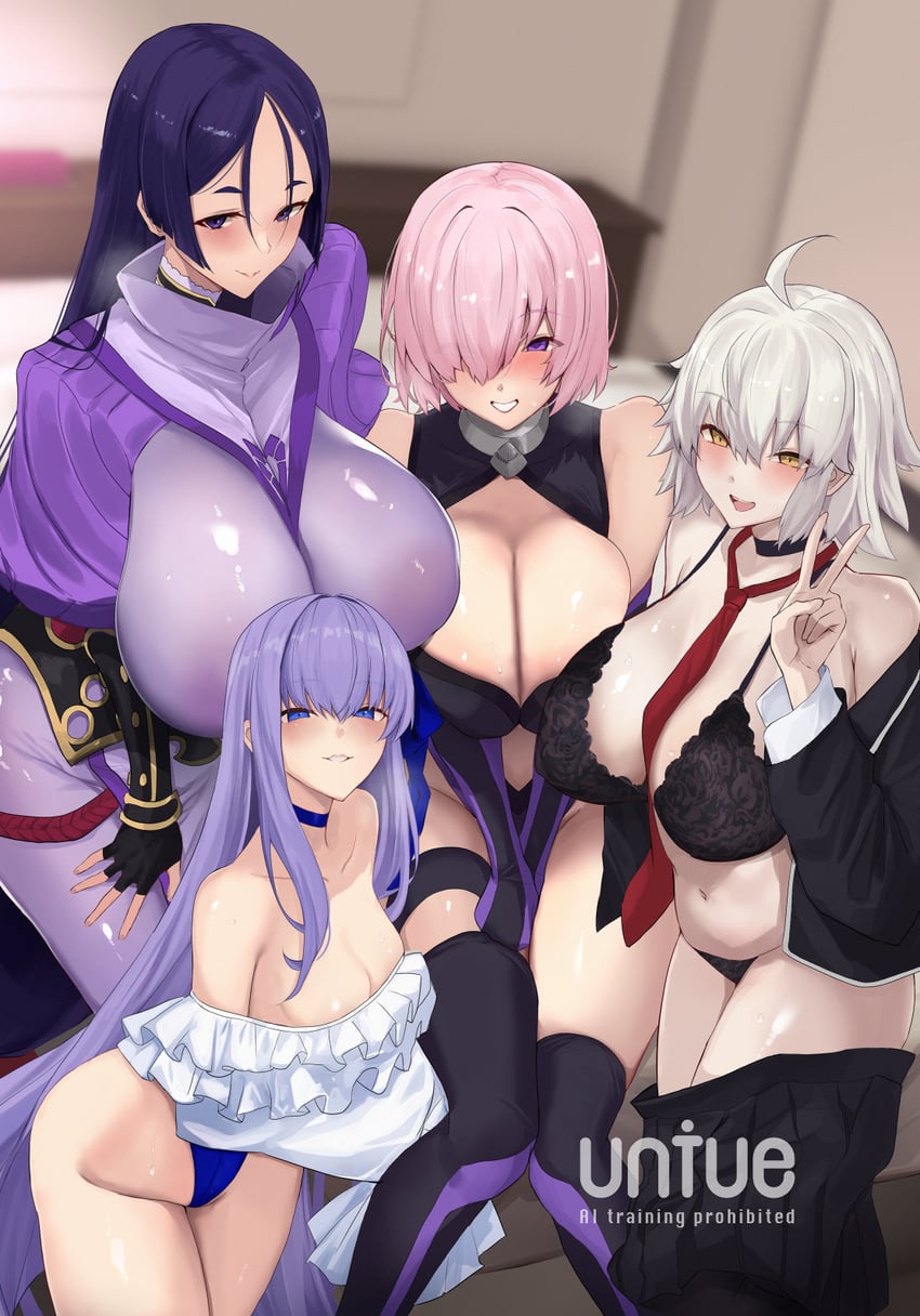 mash kyrielight, jeanne d'arc alter, minamoto no raikou, and meltryllis (fate and 1 more) drawn by untue