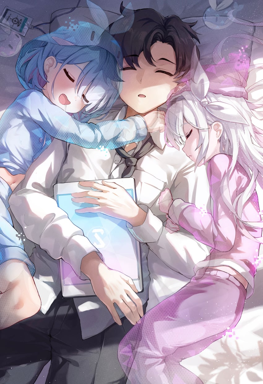 sensei, arona, and plana (blue archive and 1 more) drawn by shiranui_(nisioisin_sinob)