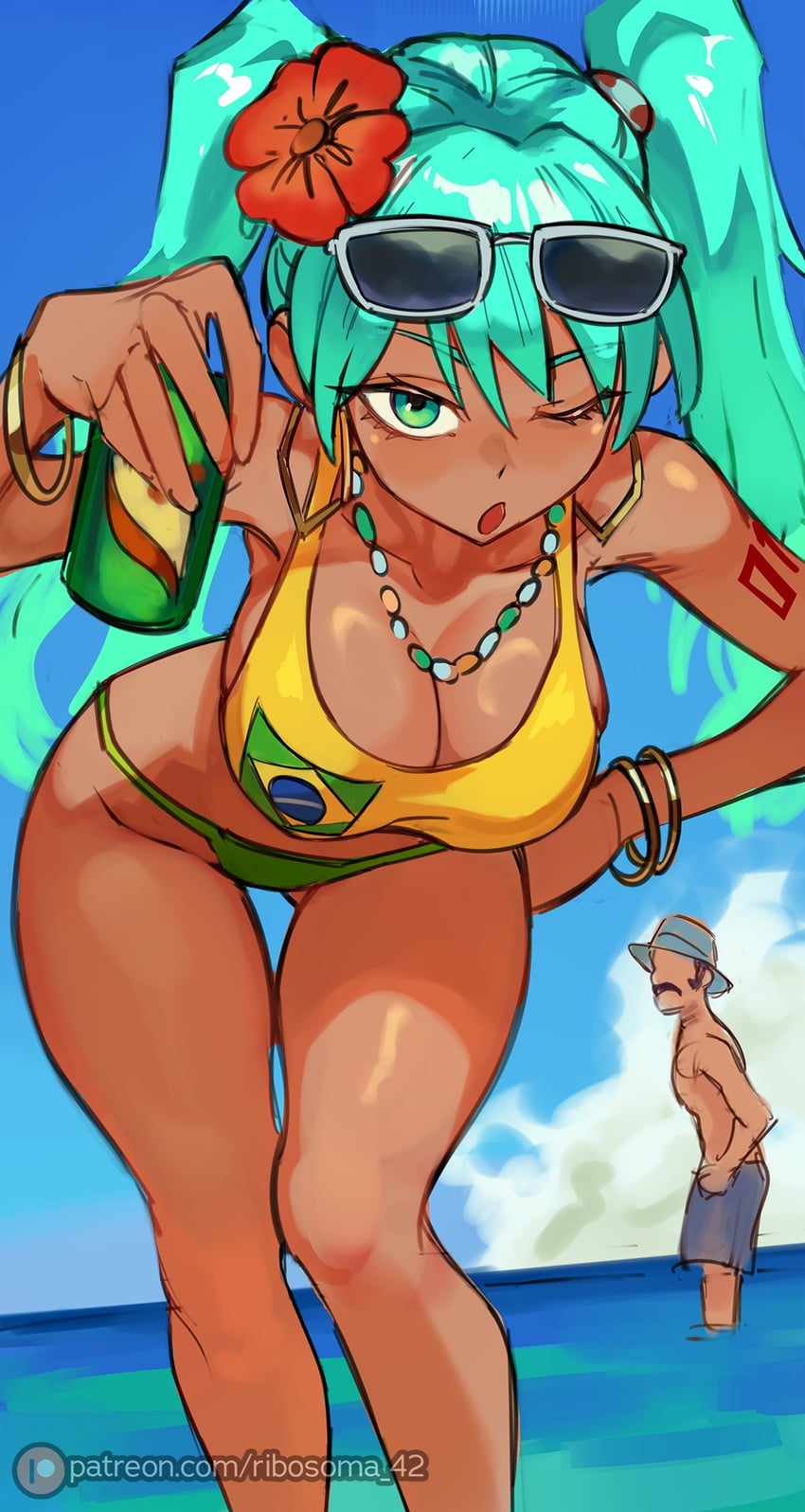 hatsune miku, brazilian miku, and don ramon (vocaloid and 1 more) drawn by ribosoma_42