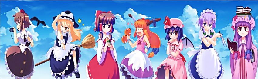 hakurei reimu, kirisame marisa, remilia scarlet, izayoi sakuya, patchouli knowledge, and 2 more (touhou and 1 more) drawn by tokine_(maikaze)