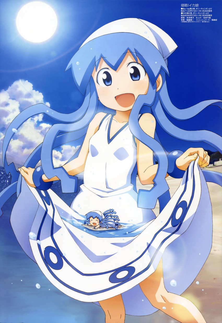 ikamusume and mini-ikamusume (megami magazine and 1 more) drawn by honda_yoshino