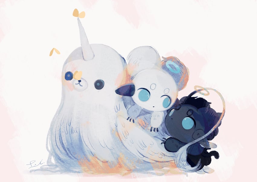 livly, tsunoriml, and monocorn (livly island) drawn by li04r