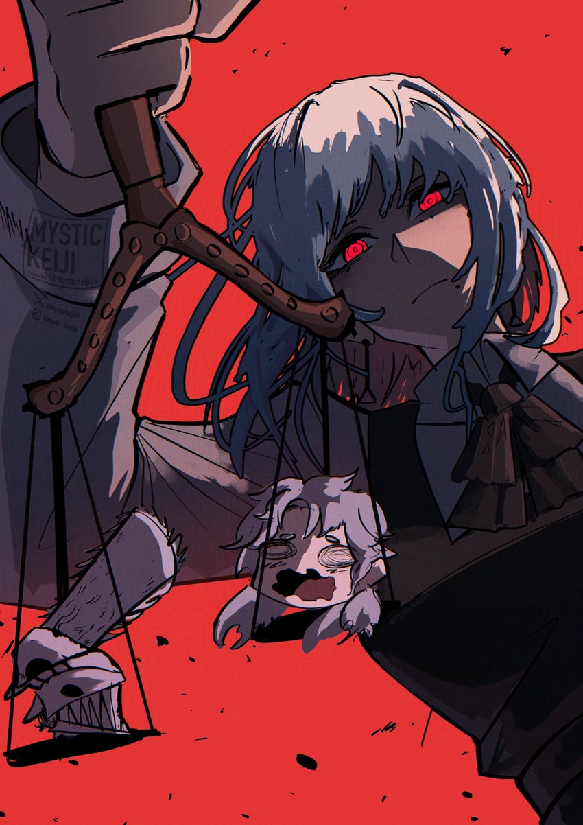 fami, famine devil, and fake chainsaw man (chainsaw man) drawn by mystickeiji24
