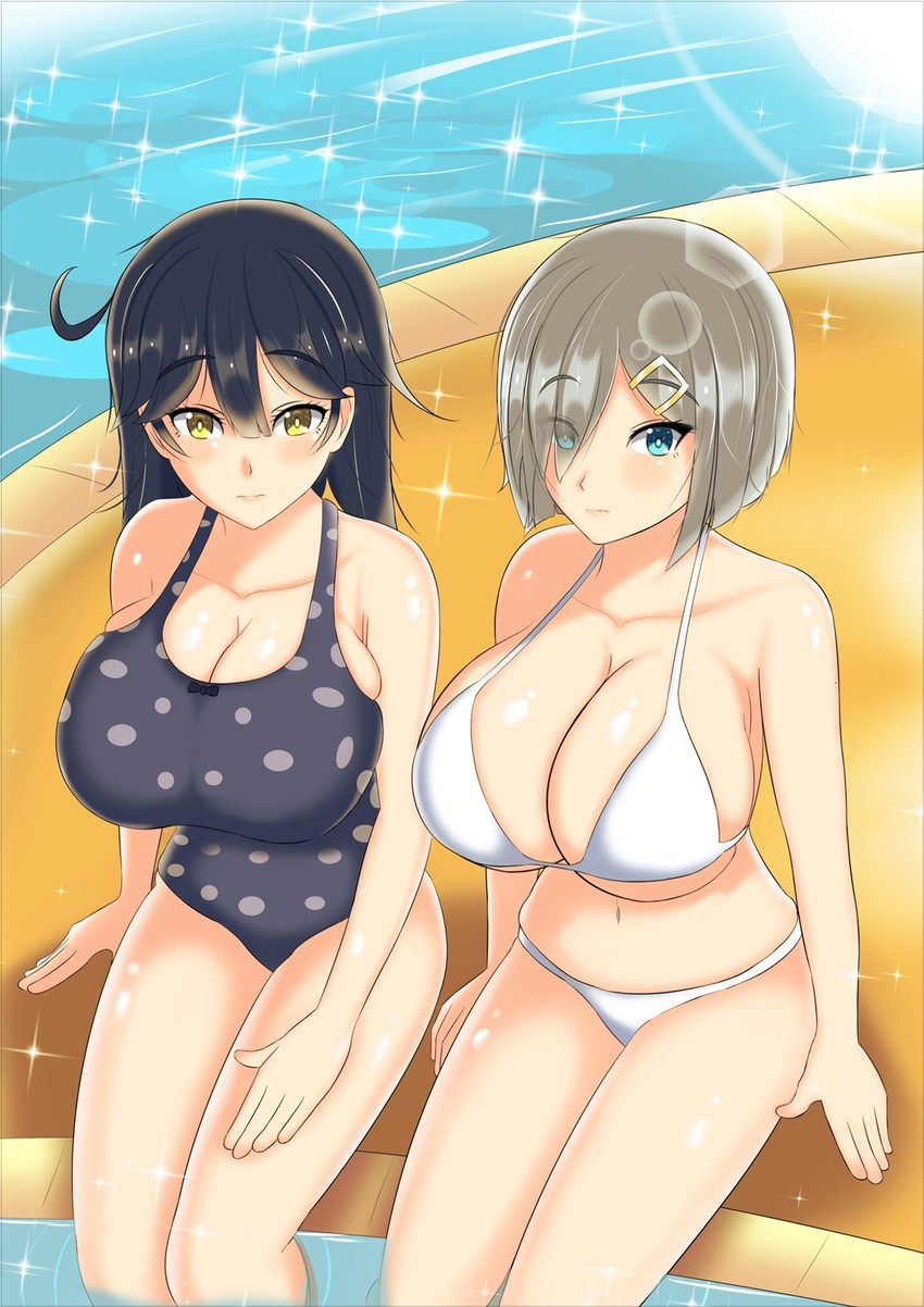 hamakaze and ushio (kantai collection) drawn by ahrs