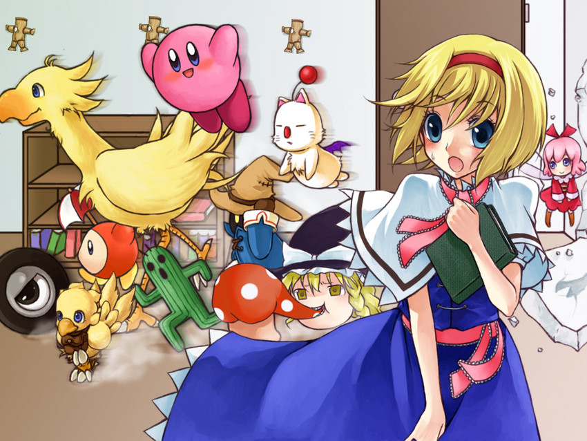 kirisame marisa, alice margatroid, kirby, moogle, waddle dee, and 4 more (touhou and 4 more) drawn by encheru_(th-sto)