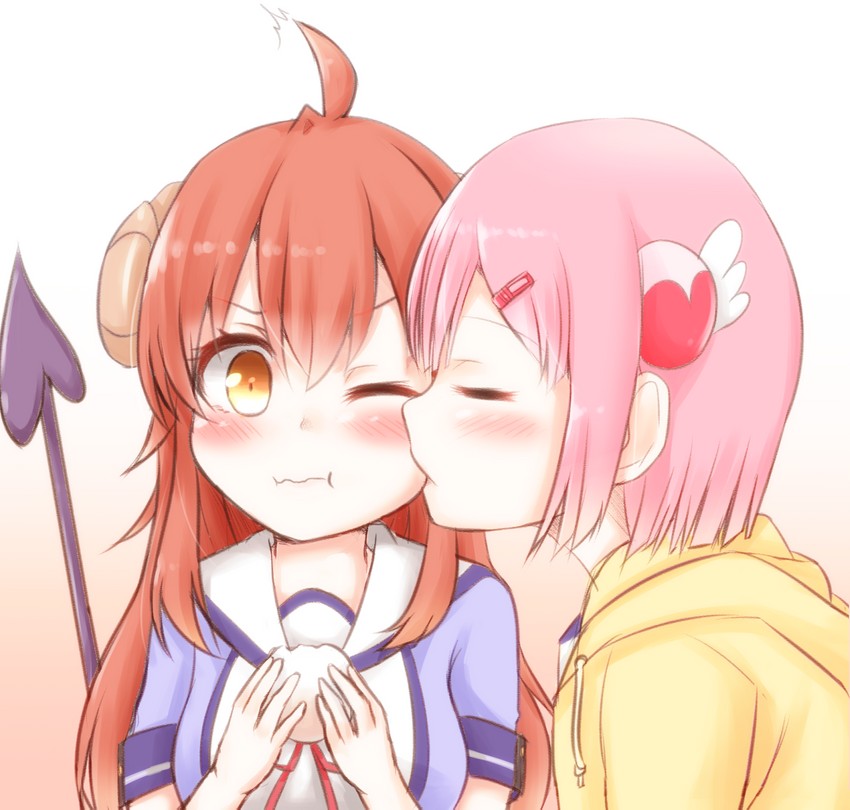 yoshida yuuko and chiyoda momo (machikado mazoku) drawn by bita