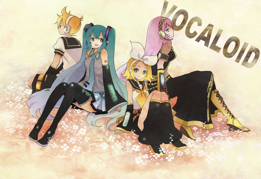 hatsune miku, kagamine rin, kagamine len, and megurine luka (vocaloid) drawn by sugano_manami