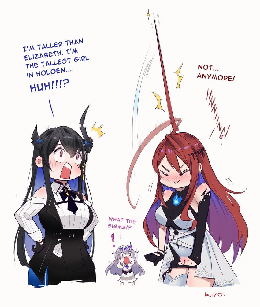 nerissa ravencroft, koseki bijou, and elizabeth rose bloodflame (hololive and 1 more) drawn by kivo