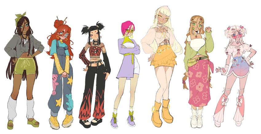 bloom, stella, flora, musa, tecna, and 2 more (original and 1 more) drawn by wikate