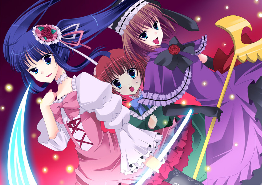 ushiromiya ange, furudo erika, and eva beatrice (umineko no naku koro ni) drawn by agekichi_(heart_shape)