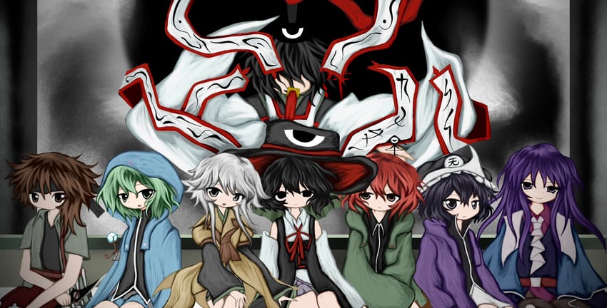 enraku tsubakura, houlen yabusame, senri tsurubami, shitodo kuroji, kurohebi, and 3 more (len'en and 1 more) drawn by renlei_jing_shi_wo_ziji