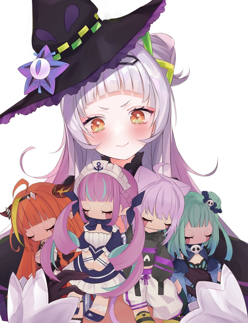 nekomata okayu, minato aqua, murasaki shion, uruha rushia, and kiryu coco (hololive) drawn by irisu-chan_(yumemiruk)