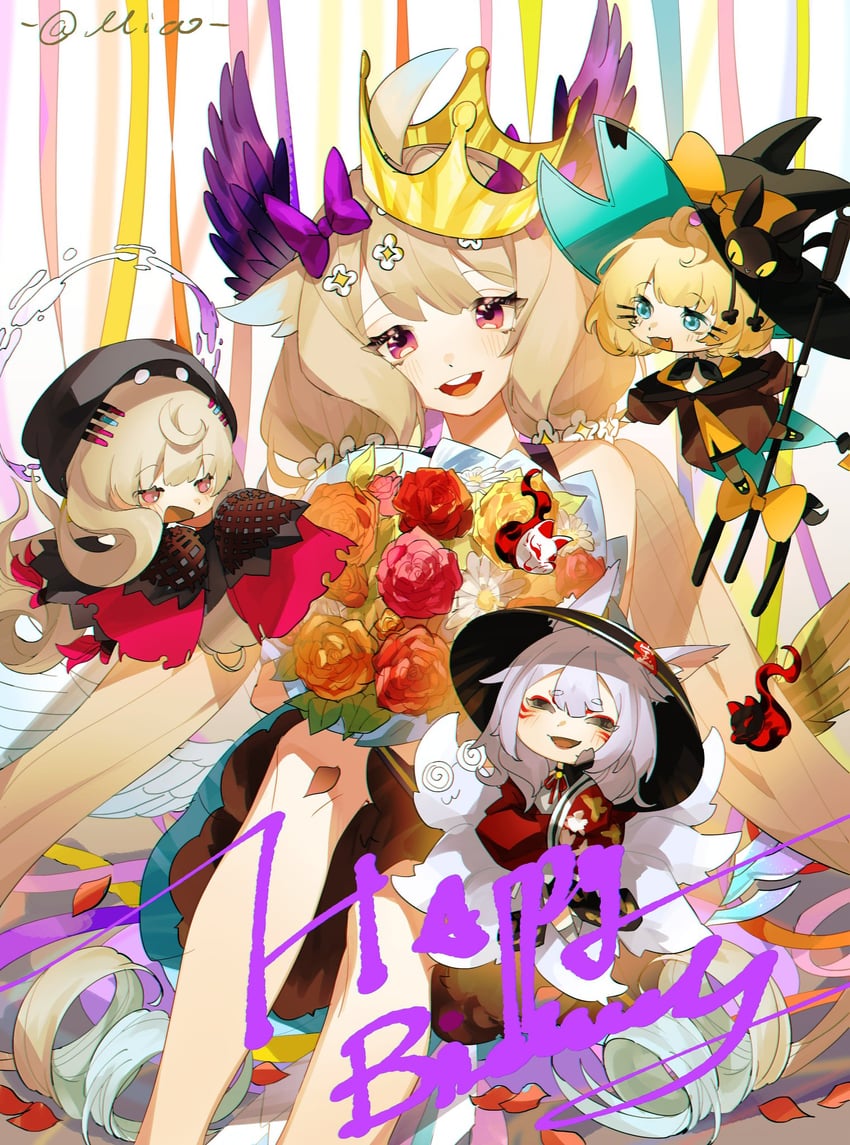 enna alouette, millie parfait, nina kosaka, reimu endou, and lucie (nijisanji and 1 more) drawn by miao94236