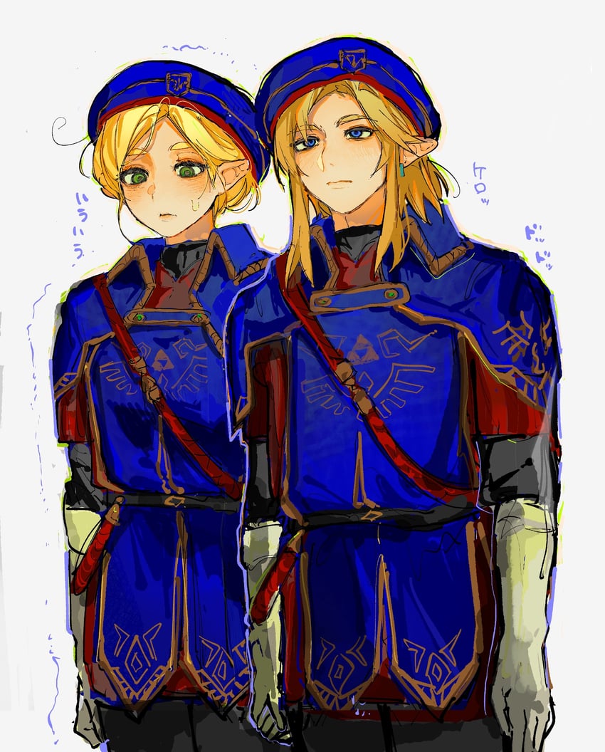 link and princess zelda (the legend of zelda and 1 more) drawn by shanodesu