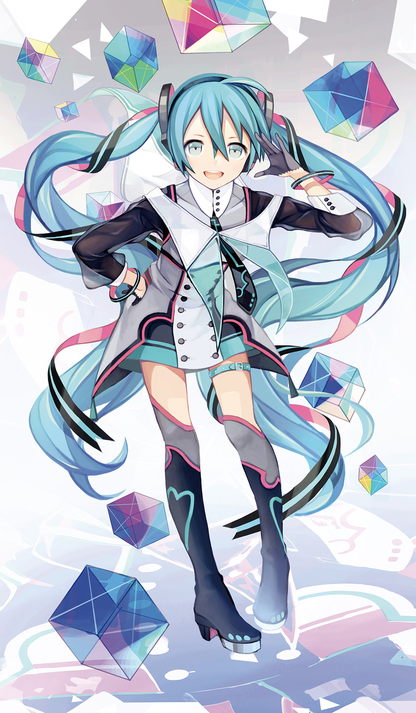 hatsune miku and magical mirai miku (vocaloid and 1 more) drawn by kari_kenji
