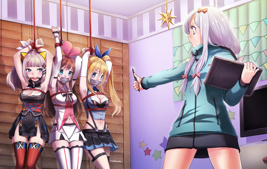 izumi sagiri, kizuna ai, kaguya luna, and mirai akari (eromanga sensei and 3 more) drawn by eudetenis