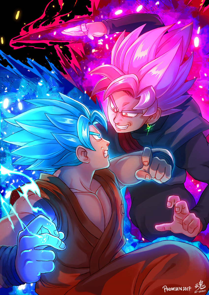son goku and goku black (dragon ball and 1 more) drawn by ry-spirit