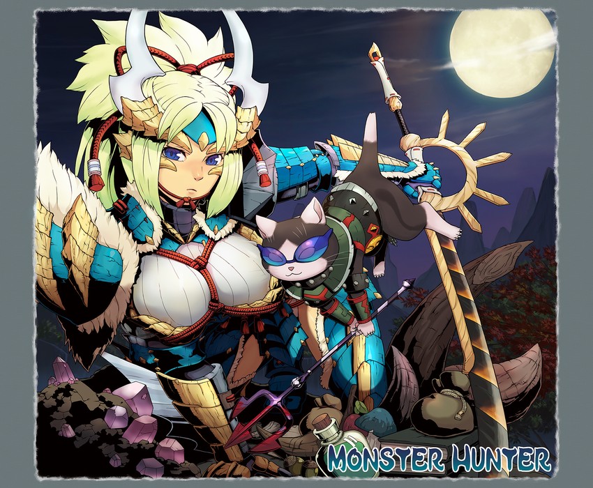 monster hunter and player palico (monster hunter and 1 more) drawn by torashiro_eiji