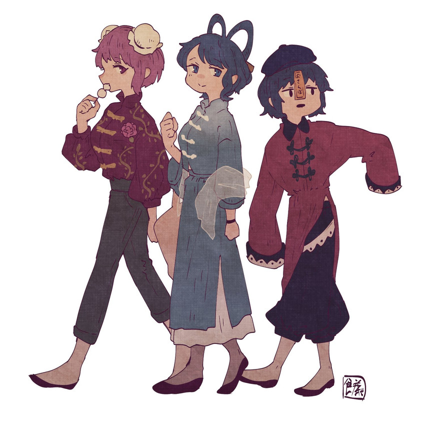 kaku seiga, ibaraki kasen, and miyako yoshika (touhou) drawn by sokura_(mochichitose)