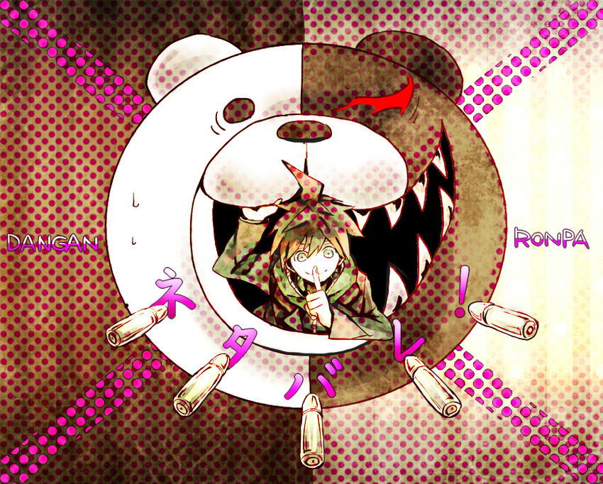 monokuma and naegi makoto (danganronpa and 1 more) drawn by hagi