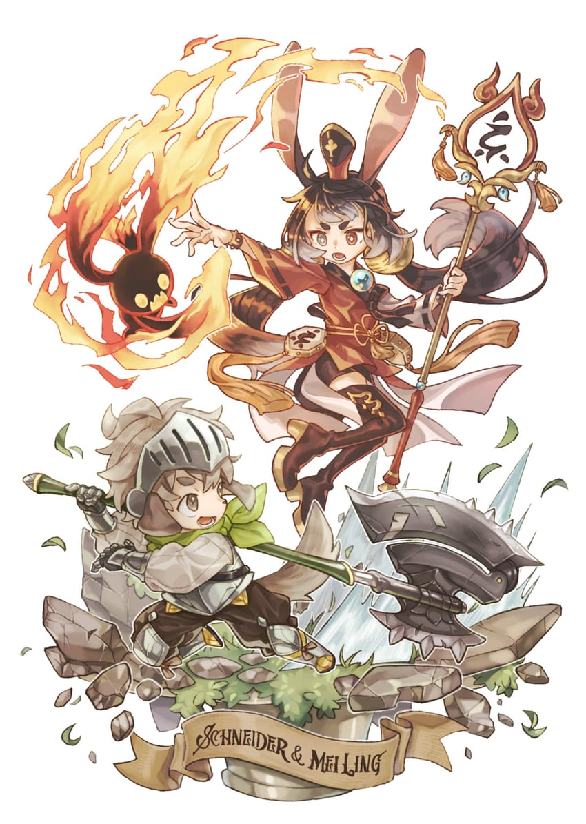 mei ling qiao and schneider (lord of heroes) drawn by sanaknim