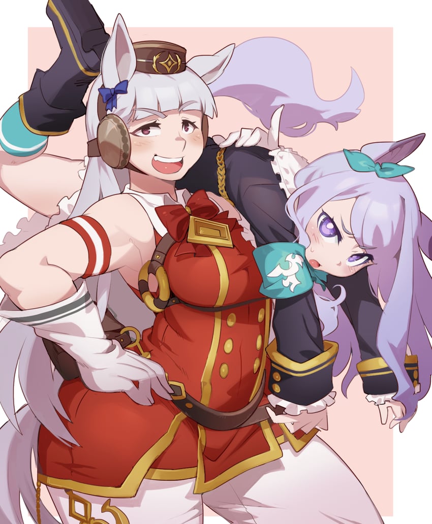 gold ship and mejiro mcqueen (umamusume) drawn by sanjiro_(tenshin_anman)