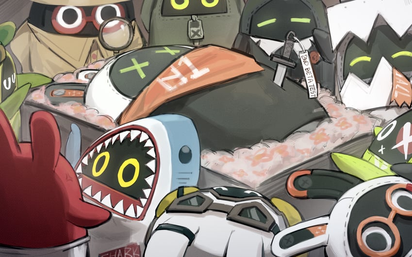 eous, amillion, sharkboo, butler, avocaboo, and 4 more (zenless zone zero) drawn by dodo_(yatotoyatoto)