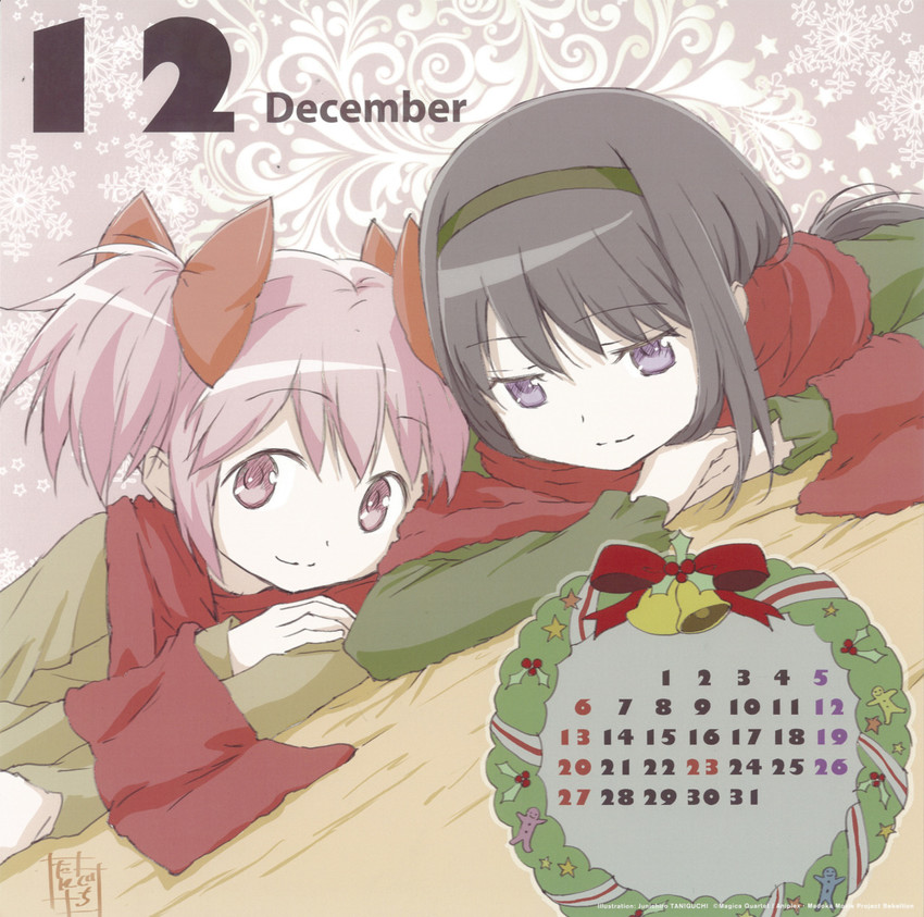 akemi homura and kaname madoka (mahou shoujo madoka magica) drawn by taniguchi_jun'ichirou