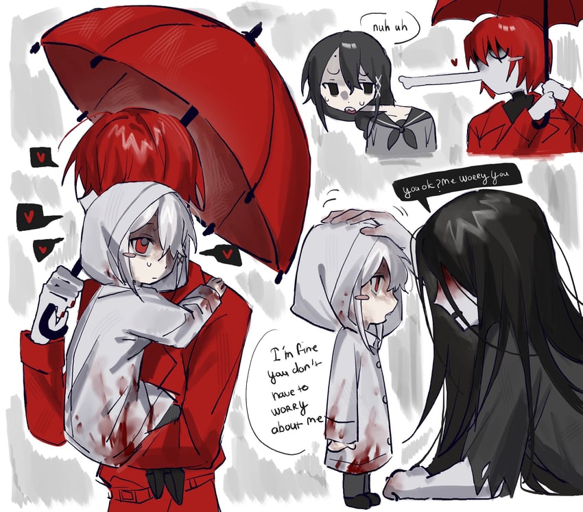 heroine, mr. crawling, and mr. scarletella (homicipher) drawn by paisley_una