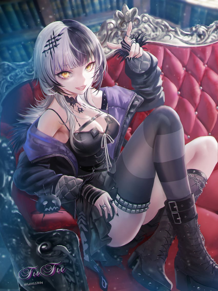 shiori novella and yorick (hololive and 1 more) drawn by fufu
