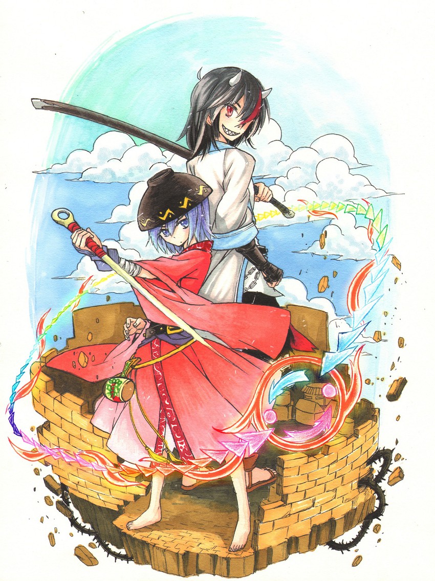 kijin seija and sukuna shinmyoumaru (touhou) drawn by beichen_xiaobei