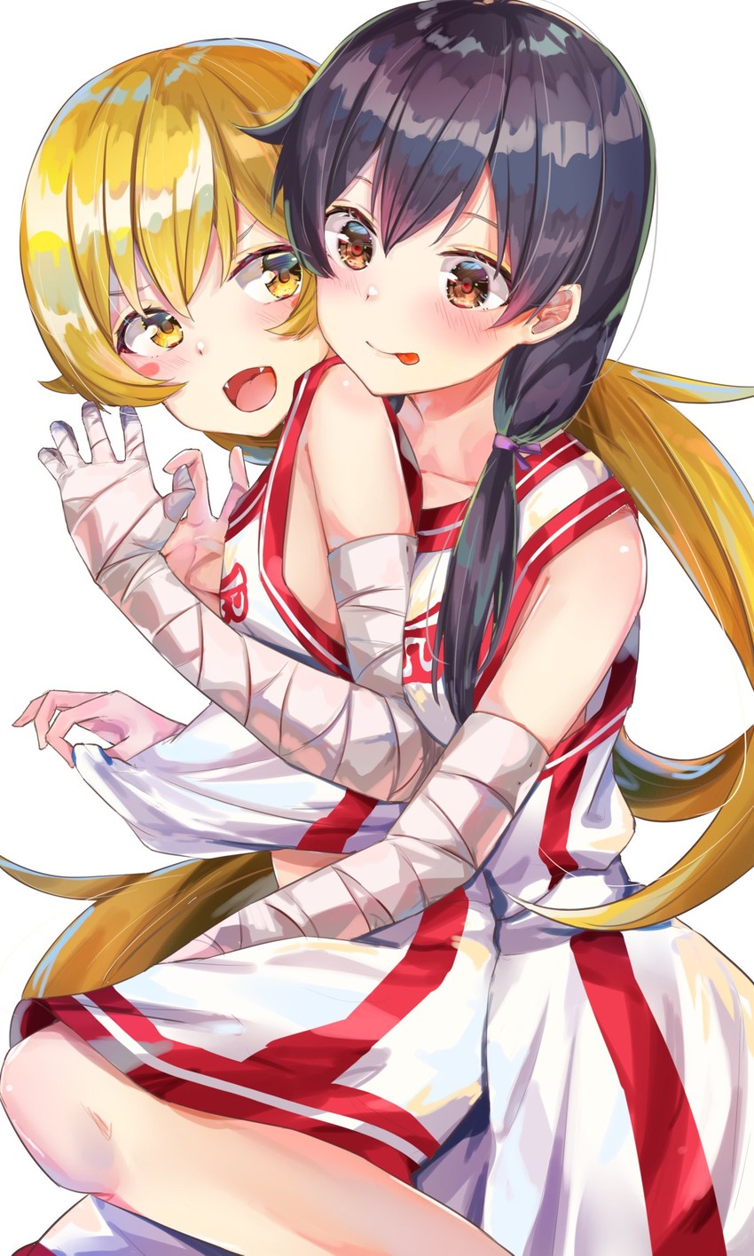 oshino shinobu and kanbaru suruga (monogatari) drawn by yuunamida_uyu