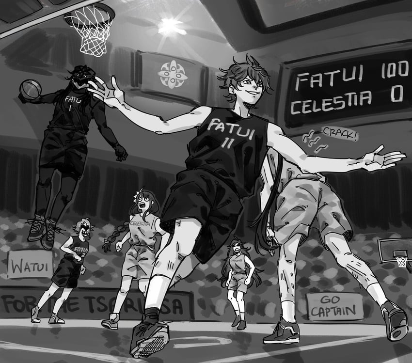 raiden shogun, zhongli, tartaglia, mavuika, capitano, and 3 more (genshin impact and 4 more) drawn by revolutionary_lab670